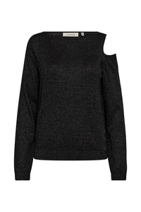 Pieszak Jeans PD-Vigga Open Shoulder Lurex Knit Knitwear 9 Black