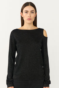 Pieszak Jeans PD-Vigga Open Shoulder Lurex Knit Knitwear 9 Black