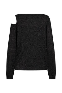 Pieszak Jeans PD-Vigga Open Shoulder Lurex Knit Knitwear 9 Black