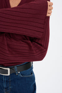 Pieszak Jeans PD-Vigga Pleat Sleeve Lurex Knit Knitwear 370 Burgundy