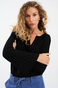 Pieszak Jeans PD-Vigga Pleat Sleeve Lurex Knit Knitwear 9 Black