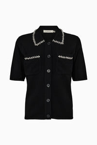 Pieszak Jeans PD-Vigga Rhinestone Polo Knit Knitwear 9 Black