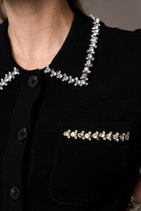 Pieszak Jeans PD-Vigga Rhinestone Polo Knit Knitwear 9 Black