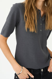 Pieszak Jeans PD-Vigga SS Polo Knit Knitwear Granite Grey