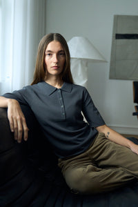 Pieszak Jeans PD-Vigga SS Polo Knit Knitwear Granite Grey